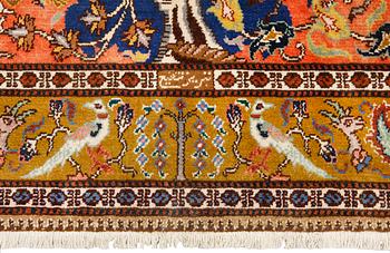 A semi-antique rug, so-called "Armenibaft", Western Iran, part silk, signed, c. 274 x 177.