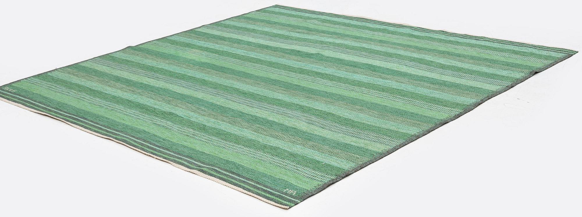 Marianne Richter, a carpet, 'Randig i Fasads färger', flat weave, c. 230 x 232 cm, signed AB MMF MR.