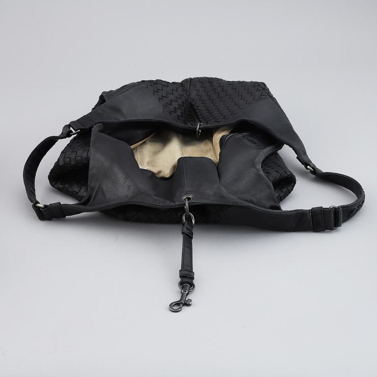 BOTTEGA VENETA, black leather bag.
