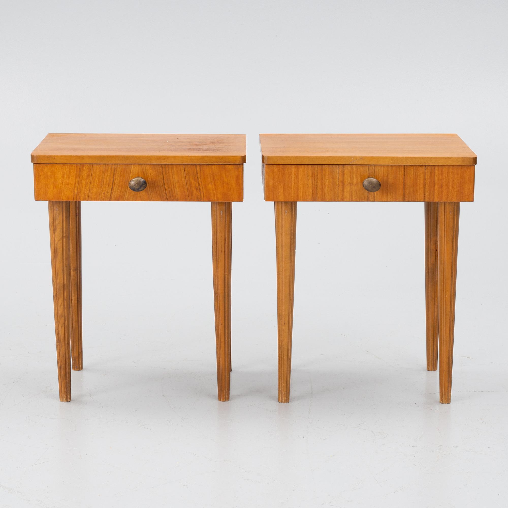 Bedside tables, a pair, Swedish Modern, 1940s.