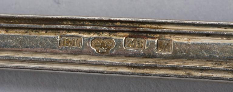 PARTI BESTICK, 5 st, silver, bla Eric Gustaf Stenquist, Enköping 1858.