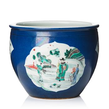 1281. A powder blue flower pot, late Qing dynasty, circa 1900.