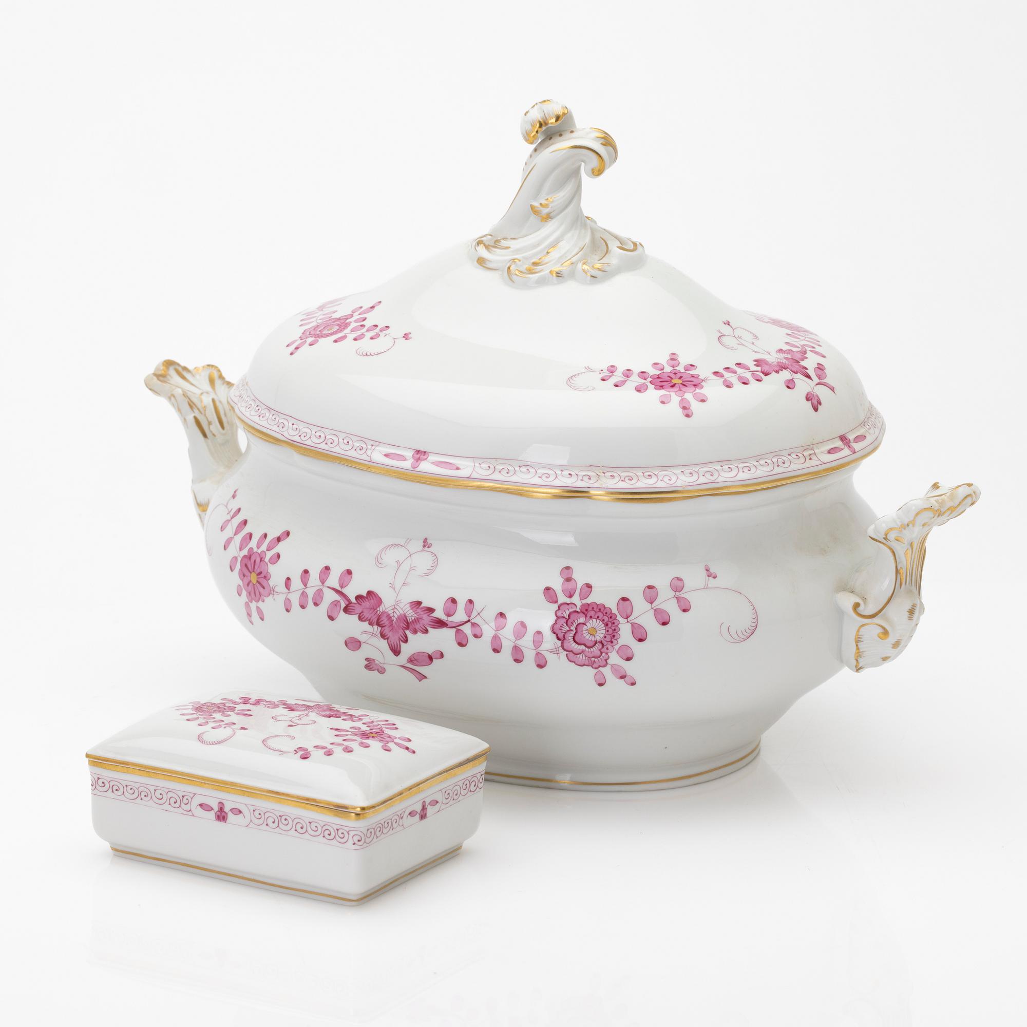 Meissen, Terrin samt lockask, porslin, 1900-tal.