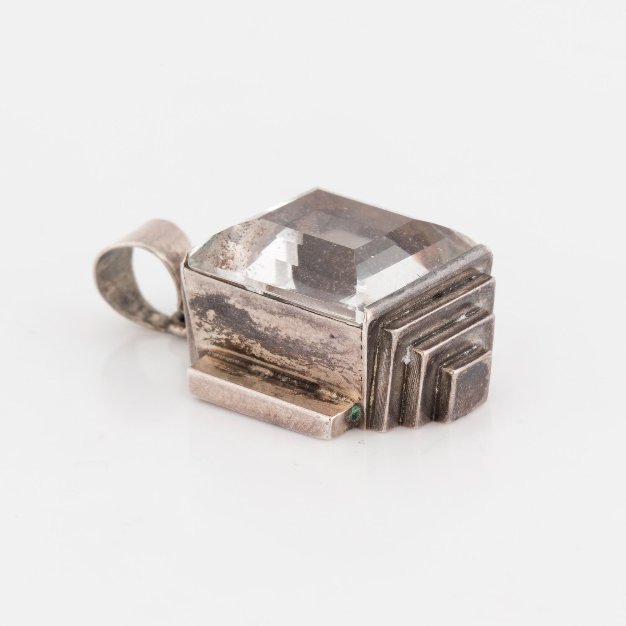 WIWEN NILSSON, hänge, silver och bergkristall, Lund, 1942.