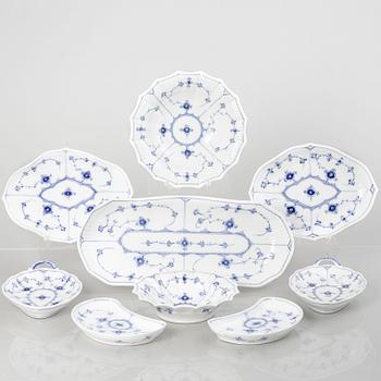 Service pieces, 9 pcs, porcelain, "Musselmalet", Royal Copenhagen, Denmark, partially 1898-1923.