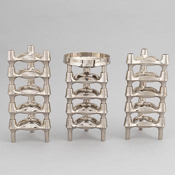 Caesar Stoffic & Fritz Nagel, a set of 14 candleholders and one bowl, later part of the 20th Century.