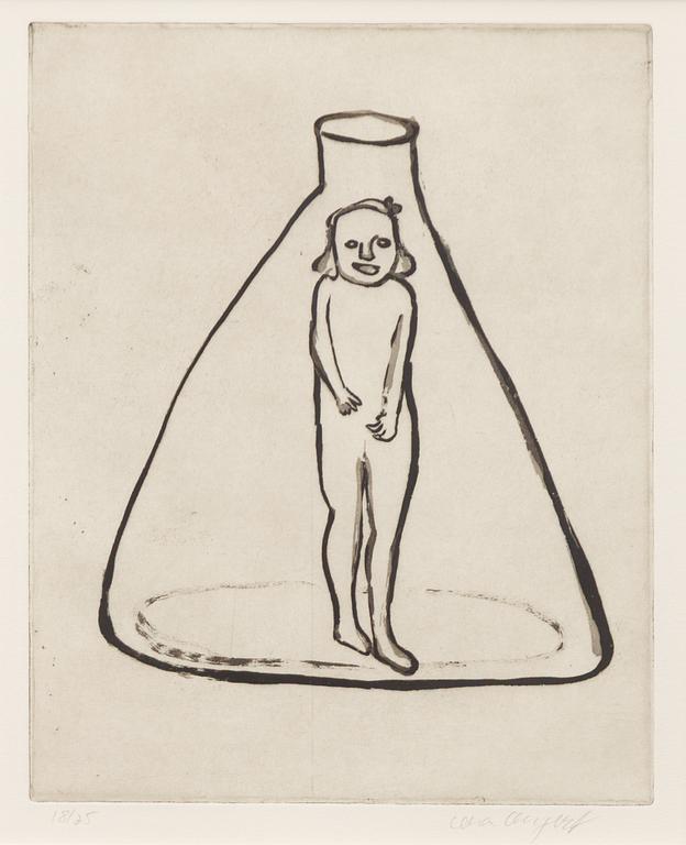 Lena Cronqvist, “Girl with body suit in a glass flask”.