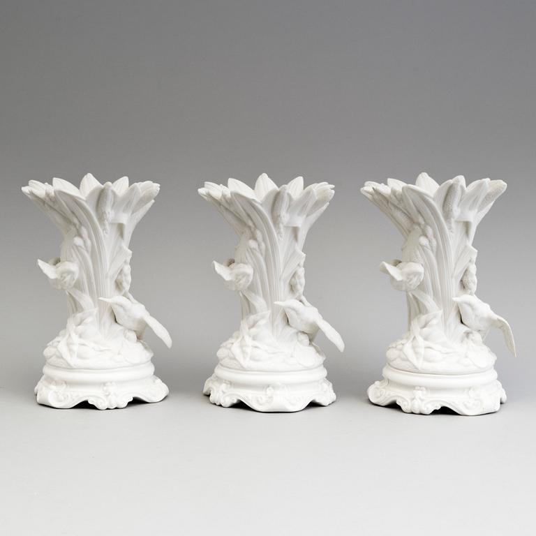 THREE PARIAN FLOWER VASES, Gustafsberg, second half of the 19th century.