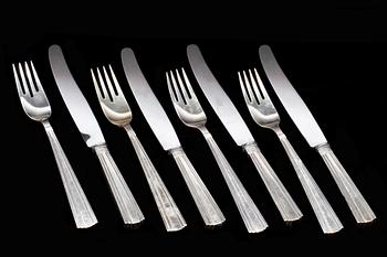 FISKBESTICK, 8 delar, silver. CF Carlman, 1937, Stockholm. Vikt ca  460 g.