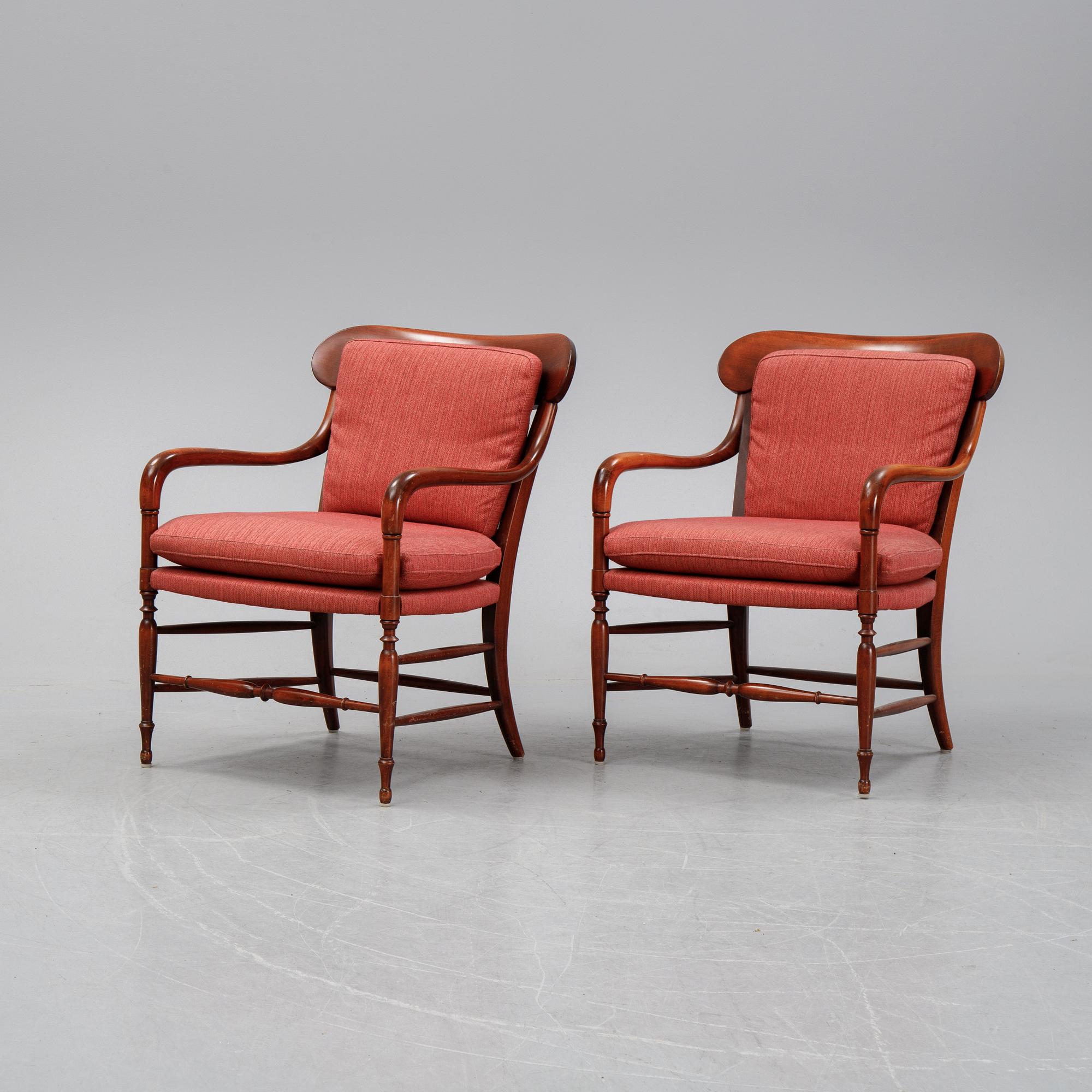 Björn Wiinblad & Brita Drewsen, a pair of "La Concha" armchairs for OPE möbler, seond half of the 20th-century.