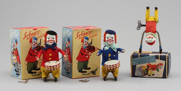 MEKANISKA LEKSAKER, 3 st, Schuco, Tyskland, omkring 1900-talets mitt.