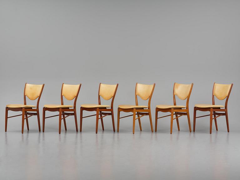 Finn Juhl, a set of six chairs and a pair of armchairs, model "Bo-63" and "Bo-72", Bovirke, Denmark, 1940s-50s.