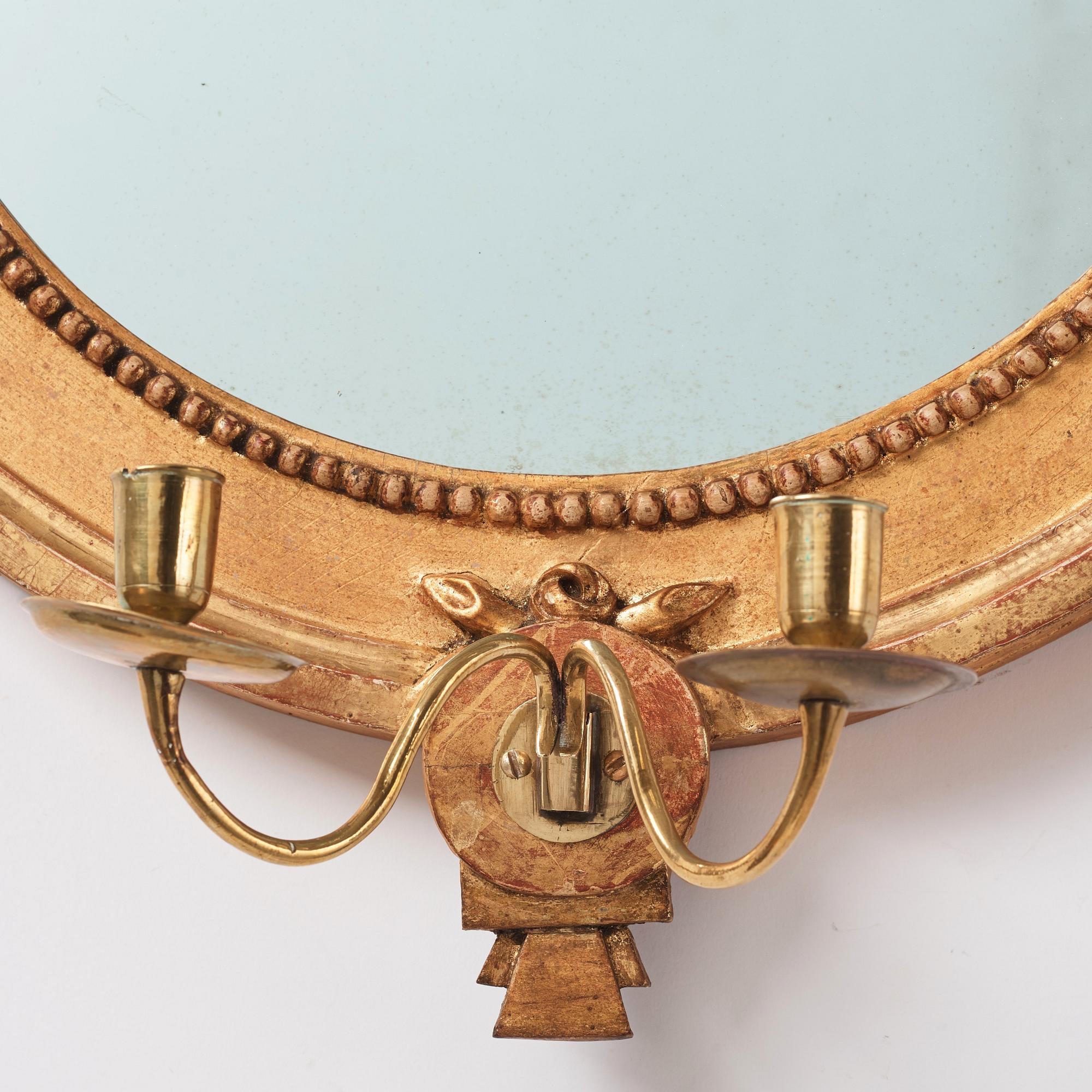 Spegellampetter, ett par, för två ljus vardera, ca år 1800, Gustavianska.