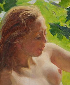 Gottfrid Kallstenius, Reclining woman with faun.