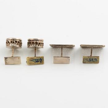 Lars Arby, two pairs of cufflinks and three pairs of earrings, silver, Gothenburg circa 1966 and 1976.