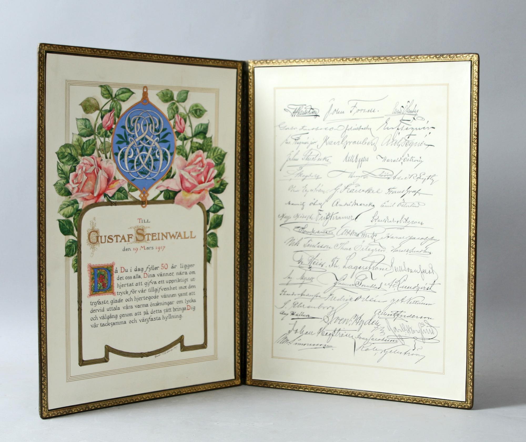 UPPVAKTNINGSALBUM, pärmar av bokbindare Bernhard Andersson.