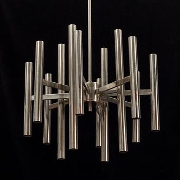 A chrome ceiling light, 1960's/70's.