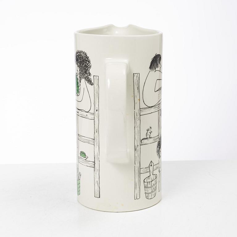 Gunvor Olin-Grönqvist, mugs, 4 pcs and a jug, Arabia, Finland, second half of the 20th century.