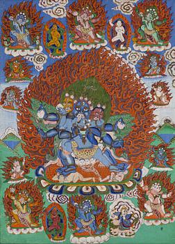 A Tibetan Thangka, 20th century.