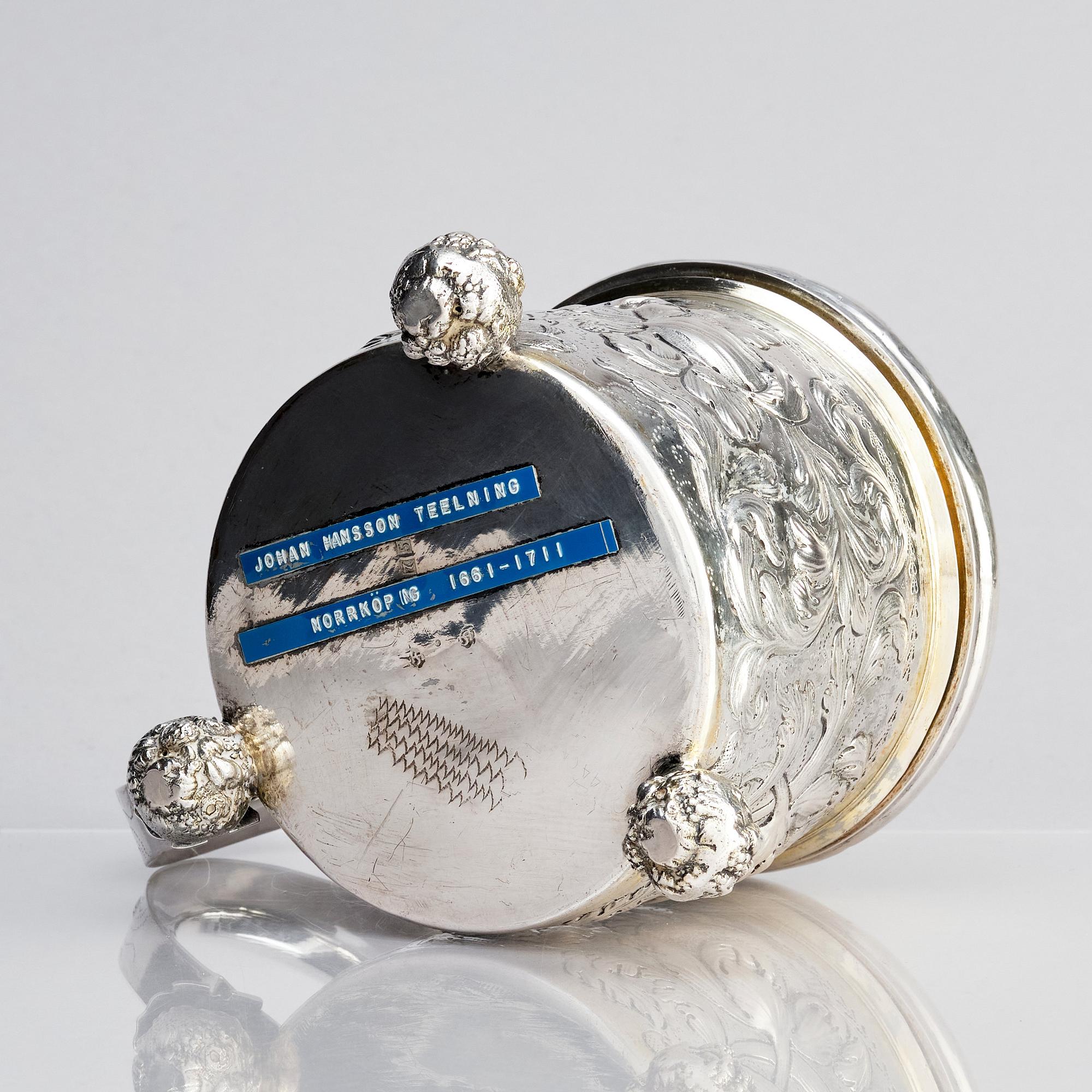 A Swedish late 17th century silver tankard, mark of Johan Hansson Teelning (Norrköping 1661-1711).