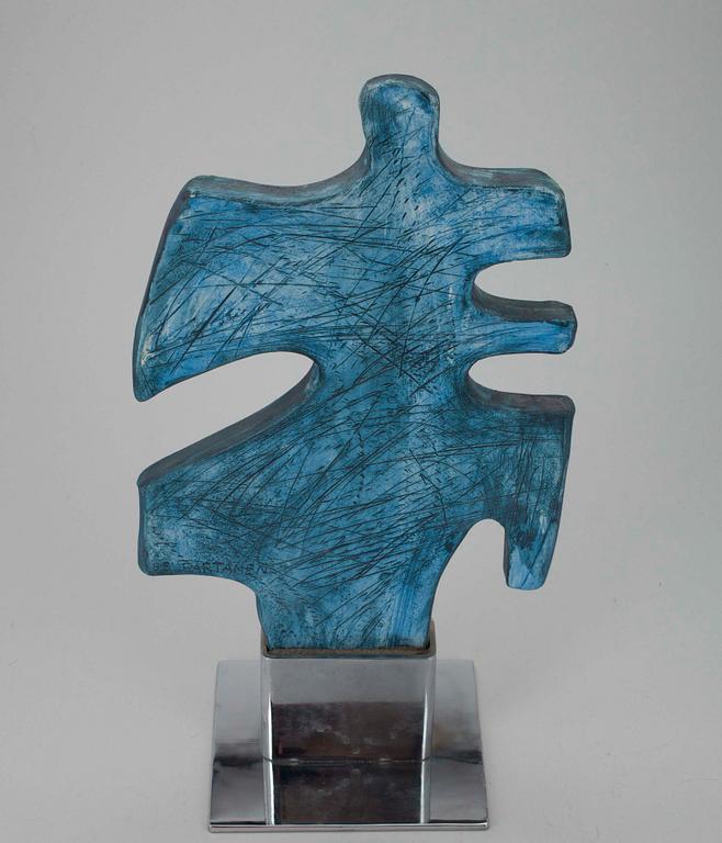 PAULI PARTANEN, VEISTOS, keramiikkaa sekä metallia, sign. ja päiv. -85.