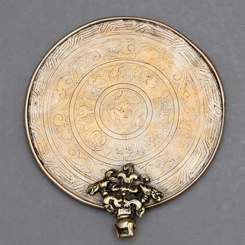 PROCESSIONSSPEGEL, mässing, Tibet, 1800-tal.