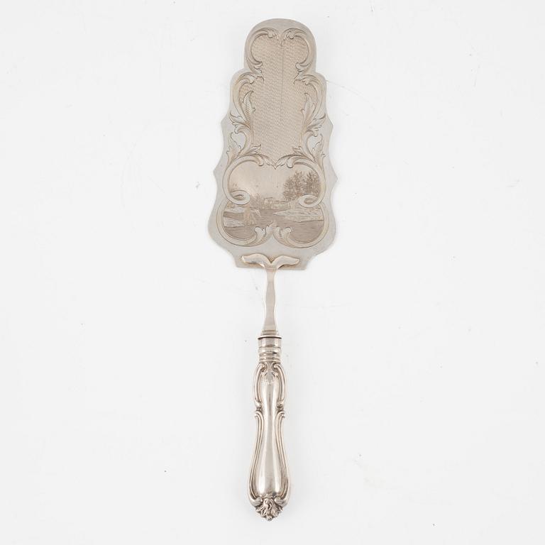 A Swedish Silver Cake Server, model 'Olga', mark of A Ambrosius, Stockholm 1870.