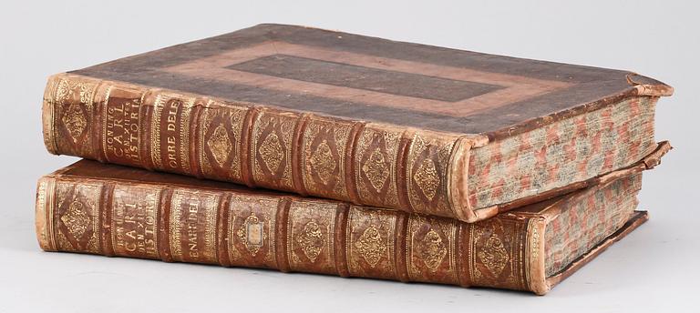 BÖCKER, 2 vol, "Konung Carl XII:tes historia", av J. Nordberg. Pet. Momma resp Peter Jöransson Nyström, Stockholm 1740.