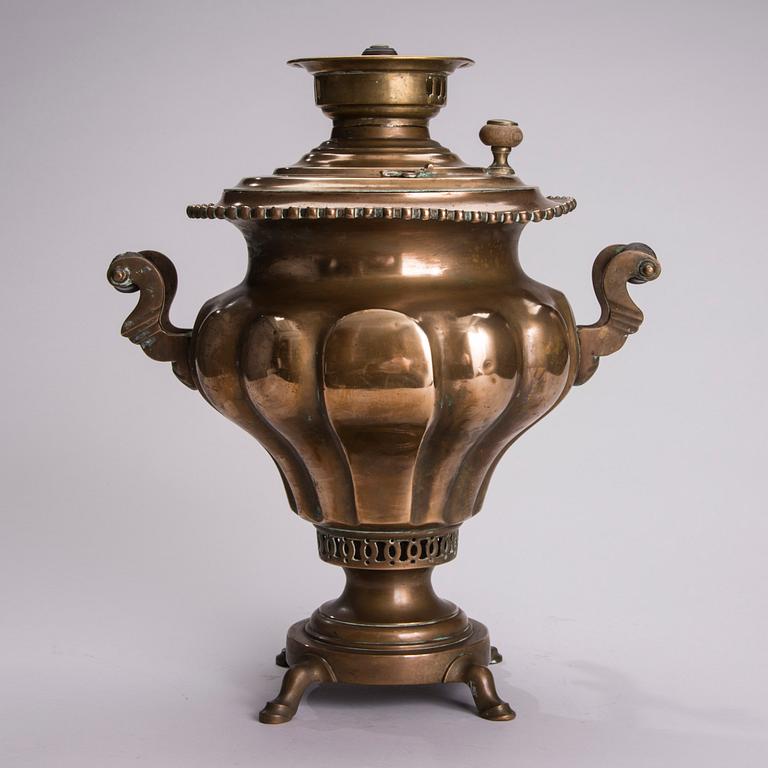 SAMOVAR, mässing, fabriken Vorontsov, Tula, Ryssland sekelskiftet 1800/1900.