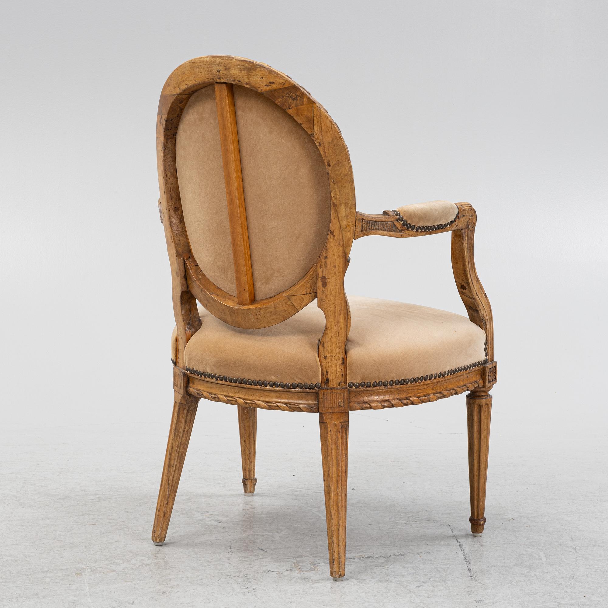 Karmstol, Louis XVI-stil, Frankrike, 1800-talets första hälft.