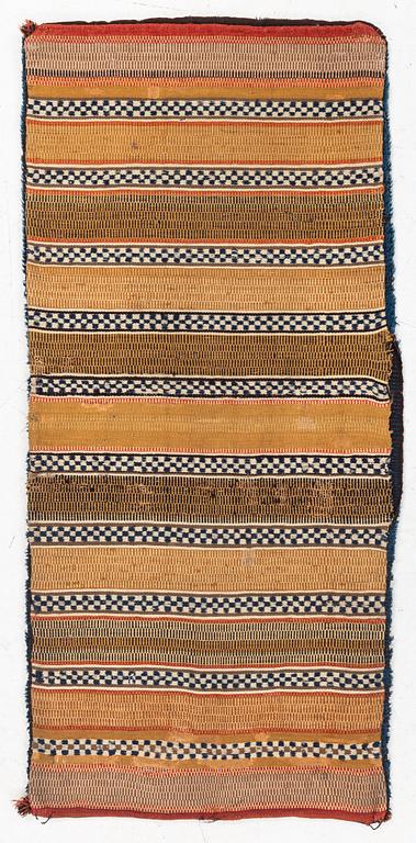 A carrige cushion, knotted pile in relief, c. 104 x 48 cm, probably Skytts district dated 1801.