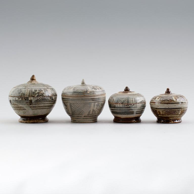 LOCKDOSOR, 4 st, stengods, Sawankholok, Thailand, 1400-tal.