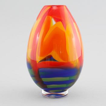 A glass vase by Berit Johansson for Sjöhyttan, signed and dated 1996.