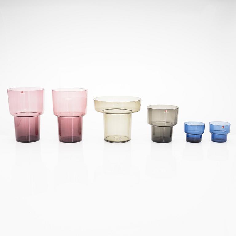 Lisa Johansson-Pape, a set of six 1960s vases signed LJ-P for Iittala.