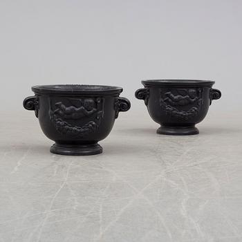 A pair of aluminium plant pots from Byarums Bruk, circa 2000.