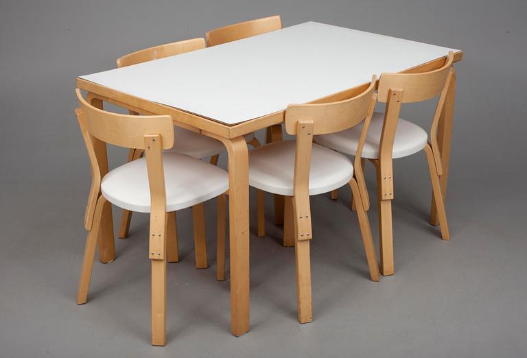 BORD, modell 81B samt STOLAR, 5 st, modell 69, Alvar Aalto, Artek.