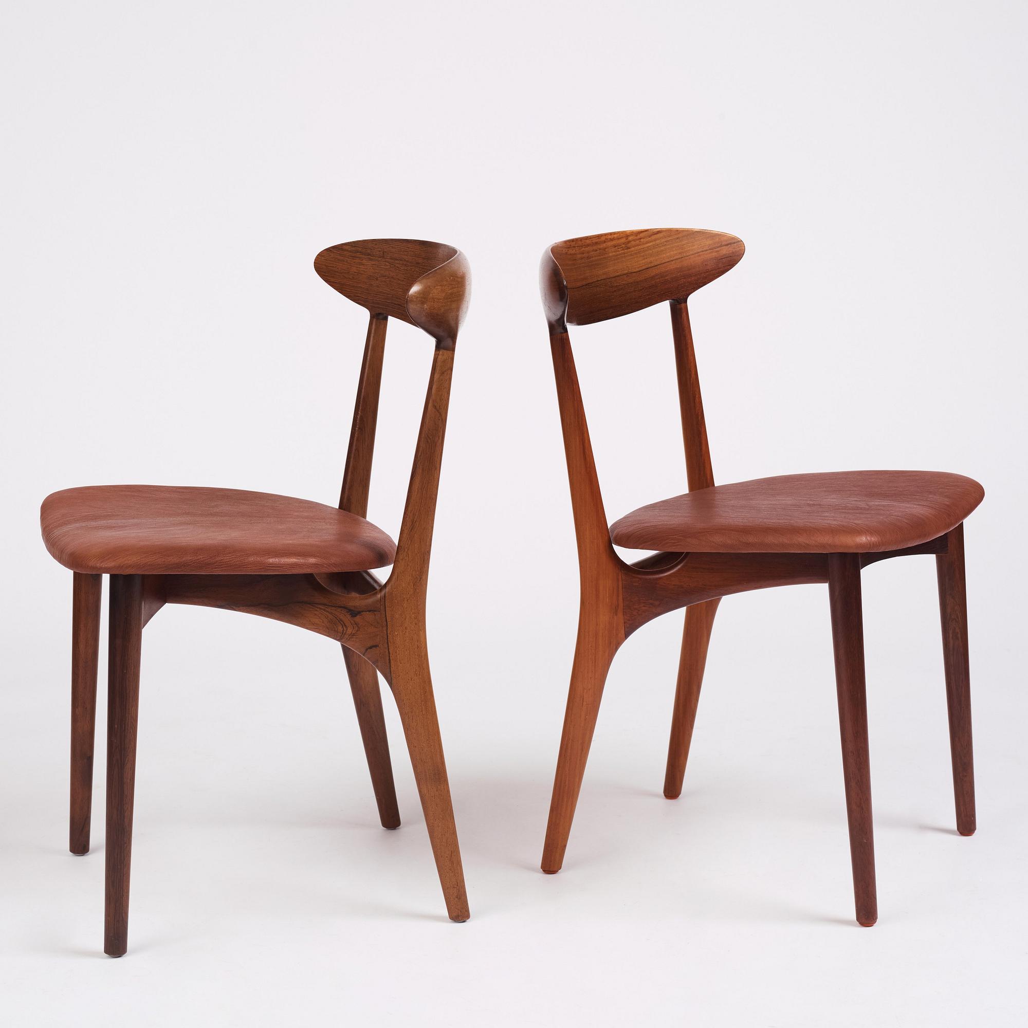Kurt Østervig, 10 (6+4) rosewood chairs, model “Skagen” no. 27,  Brande Møbelindustri, Denmark 1950-60's.