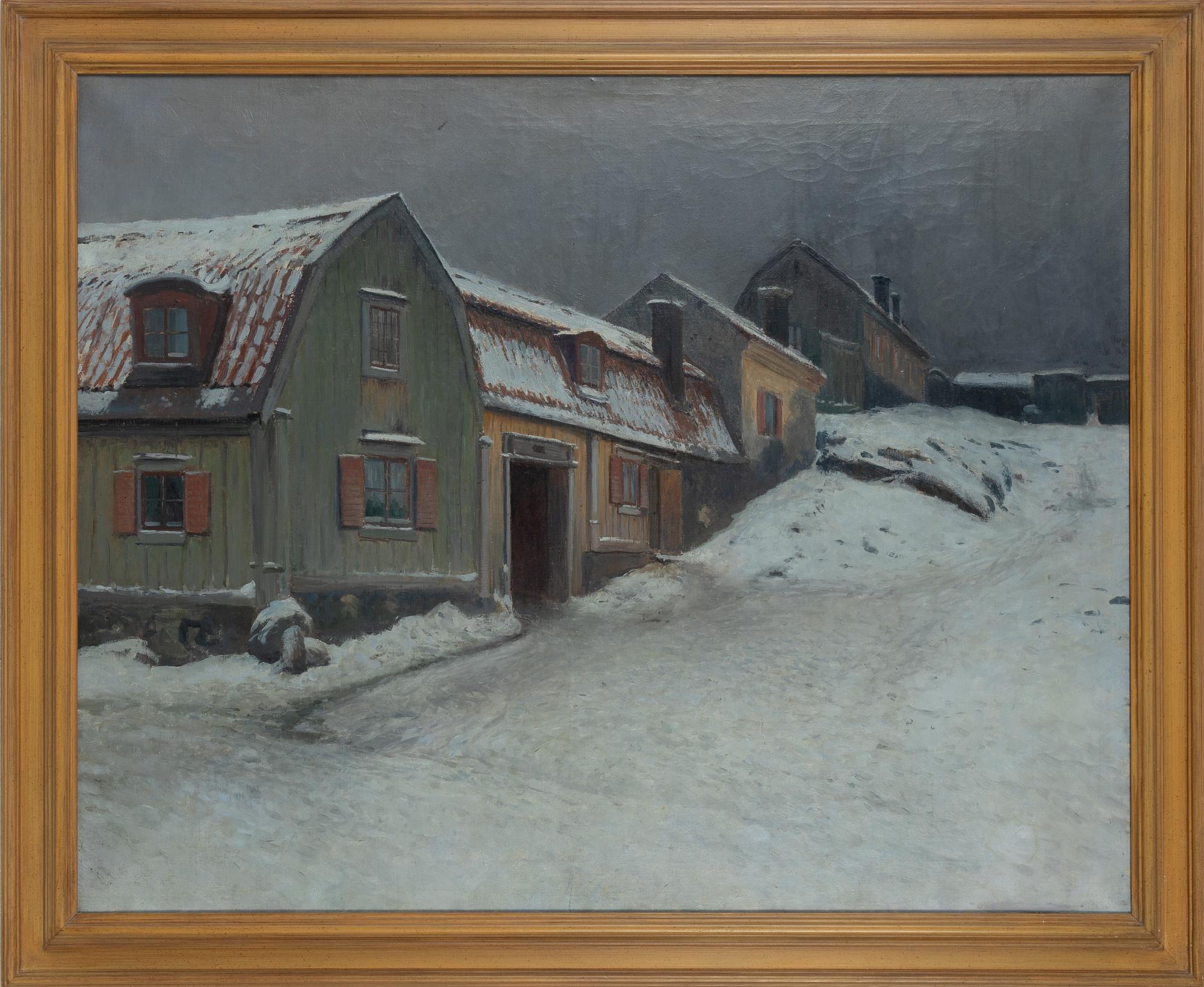Johan Kindborg, Winter Scene from Bengt Ekehjelmsgatan, Södermalm, Stockholm.