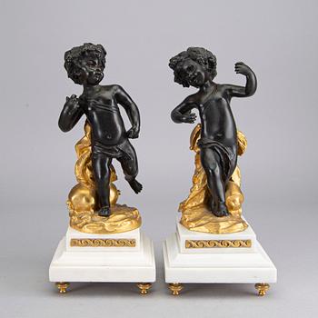 A PAIR OF BRONZE SCULPTURES AFTER CLODION, 20th century.