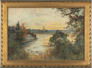 Anna Gardell-Ericson, Lakeside Landscape with Church.