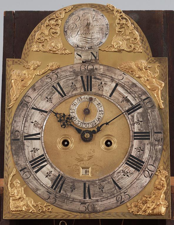 A Dutch 18th century long-case clock, dial signed Dirk Van Der Winden (Schiedam)?.