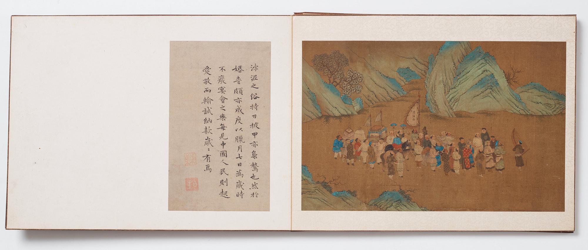 Album med målningar föreställande Envoyéer som kommer med gåvor, 职贡图 (Zhigong tu), troligen 1600-tal, efter äldre mästa.