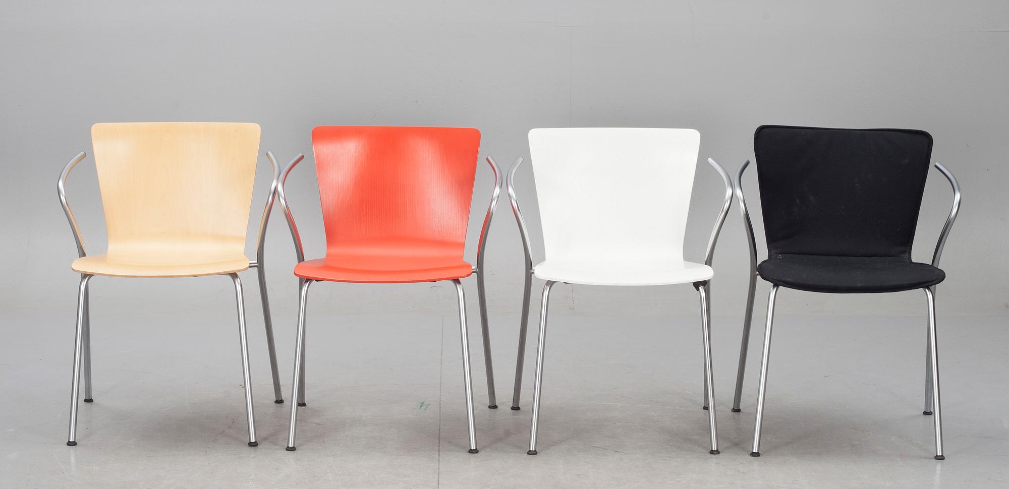 KARMSTOLAR, 4 st, "Vico Duo", Vico Magistretti för Fritz Hansen, 1997.