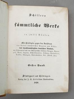 FRIEDRICH SCHILLER, 11 vol, Sämmtliche Werke, Stuutgart & Tübingen 1838.
