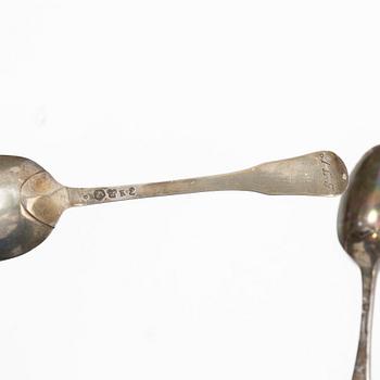 Ten silver spoons, 18th-19th century, most Swedish.