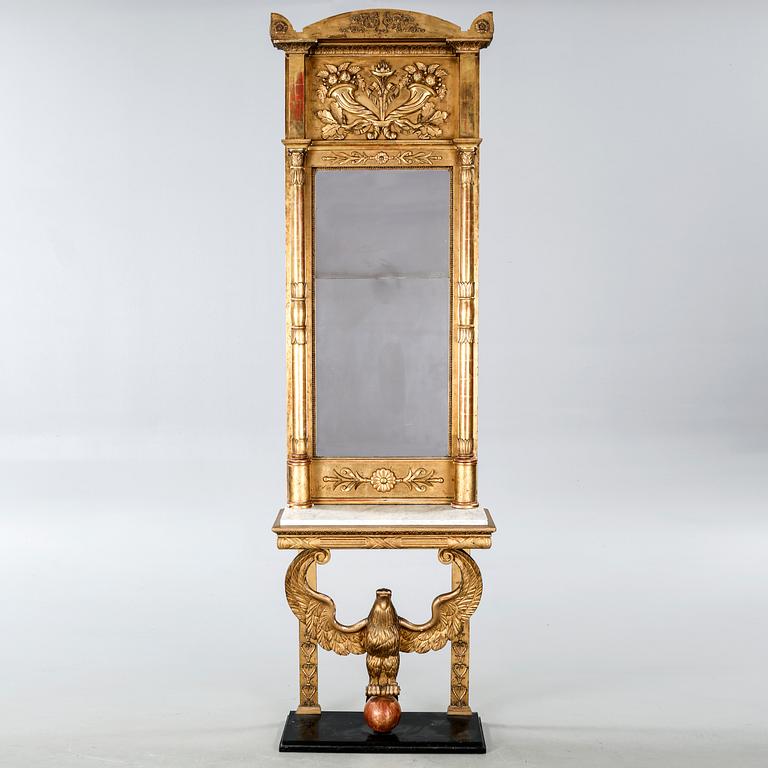 SPEGEL med KONSOLBORD, empire, 1800-talets första hälft.