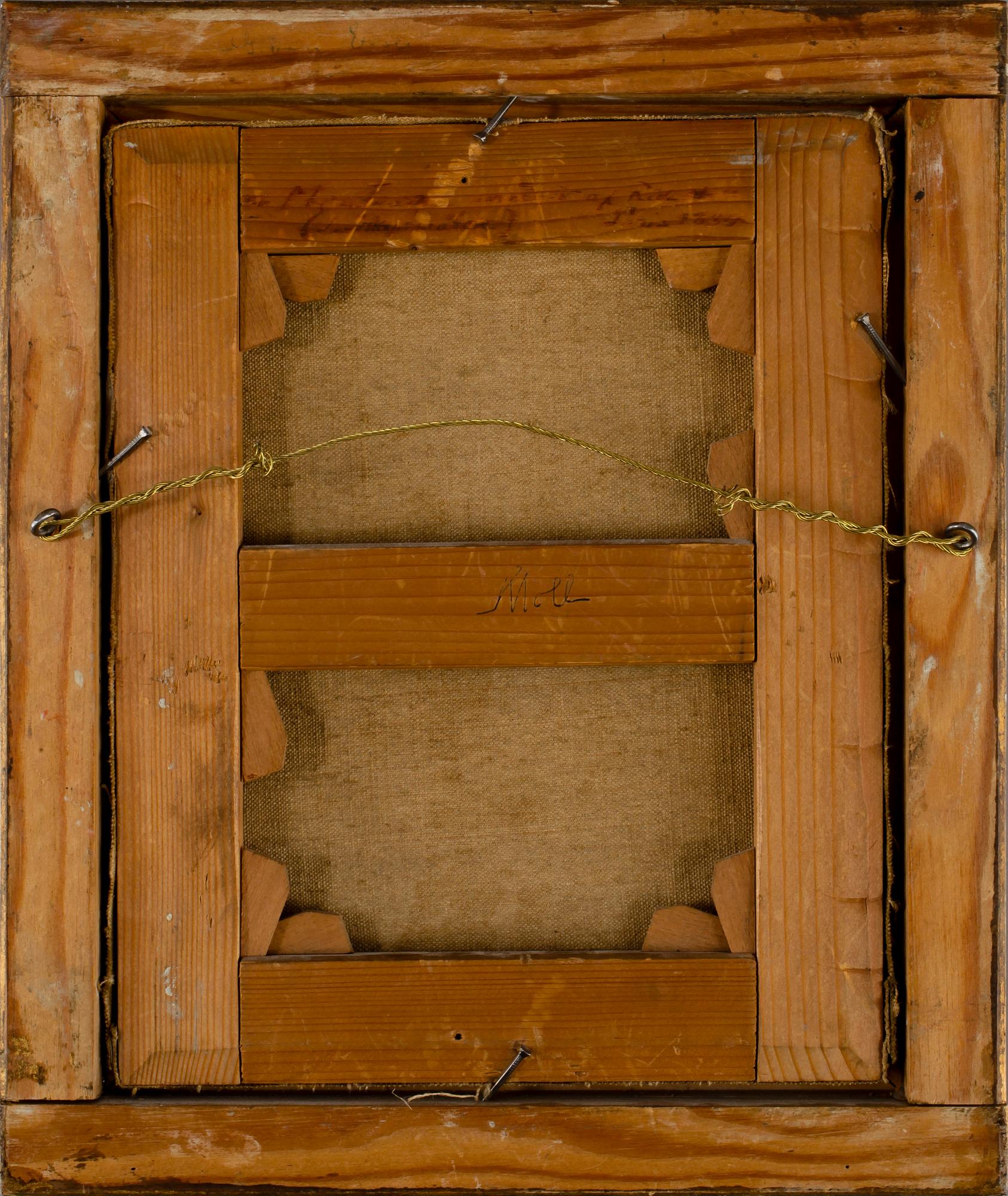 OKÄND KONSTNÄR, olja på duk, sent 1800-tal, otydligt signerad R.M? Otydlig skrift a tergo ...Paris 1889?.