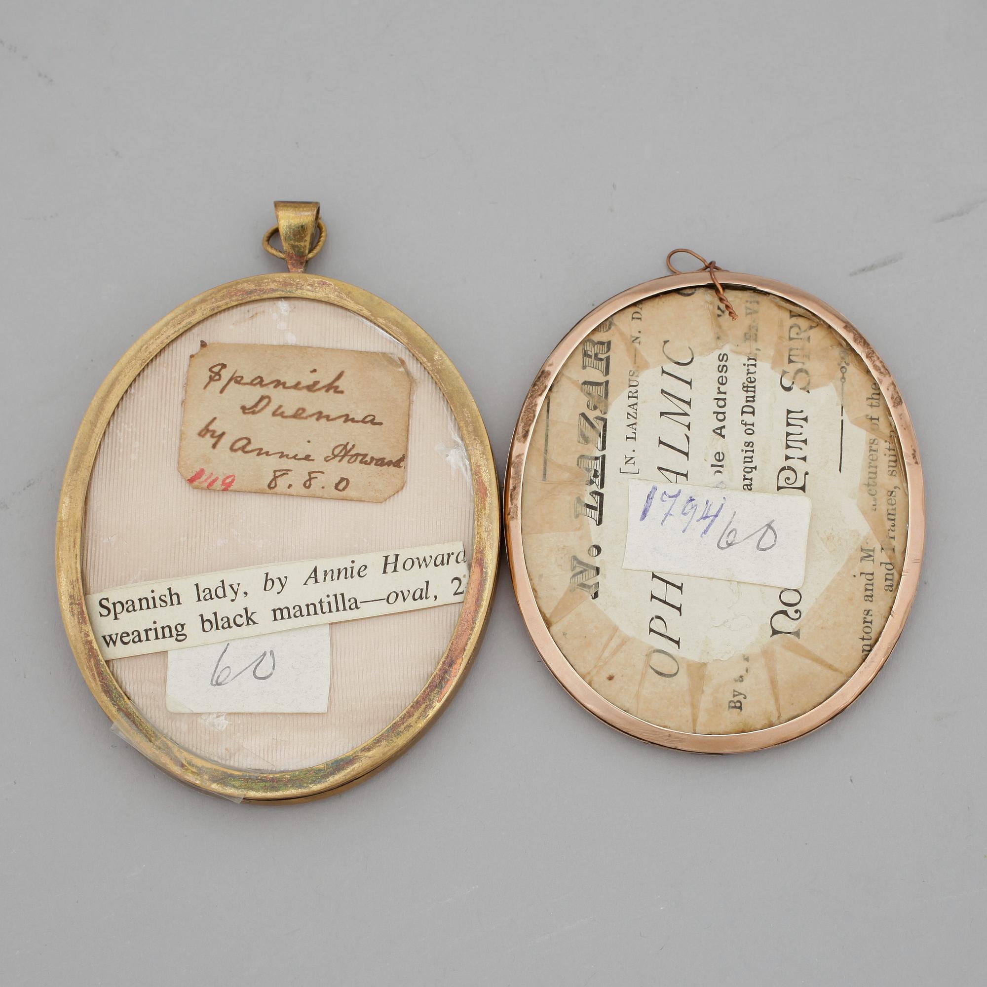 MINIATYRER, 2 st, bla Annie Howard, 17/1800-tal.