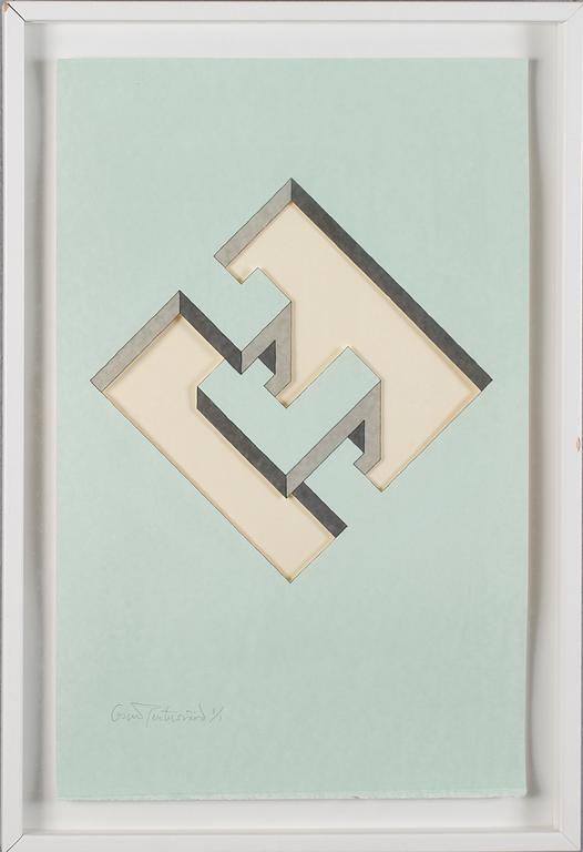 OSCAR REUTERSVÄRD, färglitografi/collage, signerad och numrerad 1/1.