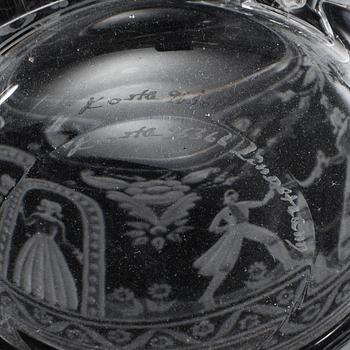 VICKE LINDSTRAND, three vodka glasses and two beer glasses, 'Dalecarlia' from Kosta.